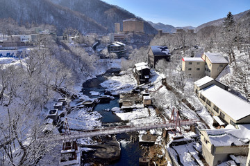 Jozankei hot spring town in winter