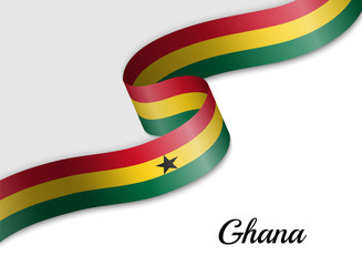 waving ribbon flag Ghana