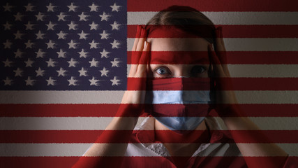 Masked girl, coronary virus disease, new pneumonia. Global outbreak in China. Against the...