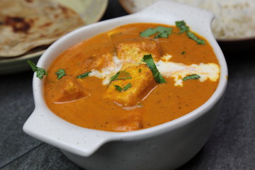 Paneer Butter Masala , a rich and creamy Indian dish made of Paneer or Tofu in tomato and cream gravy.