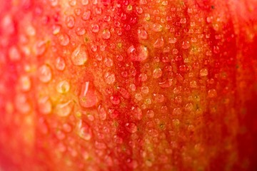 Water drops on apple surface - Apple texture - fresh apple