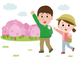 家族 秋の山 ハイキング イラスト03 Aim Wall Mural A こけ田