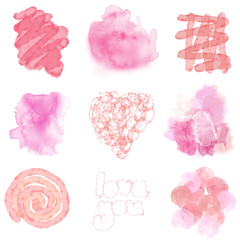 Postcard to the day of St. Valentine. Watercolor pink spots. Design for cards, invitations.