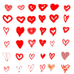 Set of red hearts. Design for cards, invitations.