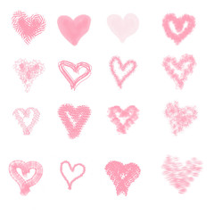 Set of pink hearts. Design for cards, invitations.