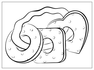 Vector flat illustration with baby Teething Toy silhouette.