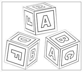 Abc cube education game blocks toys vector