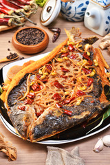 Chongqing spicy grilled fish is a traditional Chinese Sichuan cuisine.