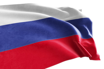  3d Rendered realistic fabric waving flag of Russia Russian Flag on white background