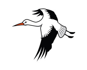 Detailed Flying Stork Illustration Vector