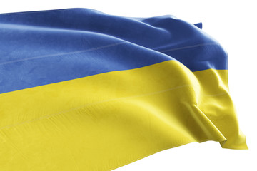 3d Rendered realistic fabric waving flag of Ukraine on white background