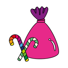 set of candies in cane isolated icon vector illustration design