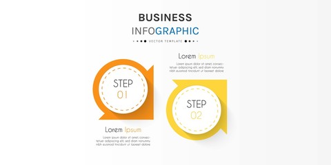 Business infographic element with 2 options, steps, number vector template design