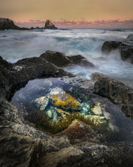 Stunning rockpool at sunset, Byron Bay Australia