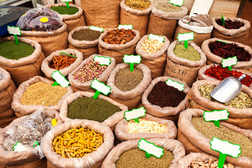Bags with spices and herbs