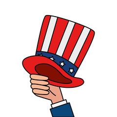 hand holding usa hat design, United states america independence presidents day nation us country and national theme Vector illustration