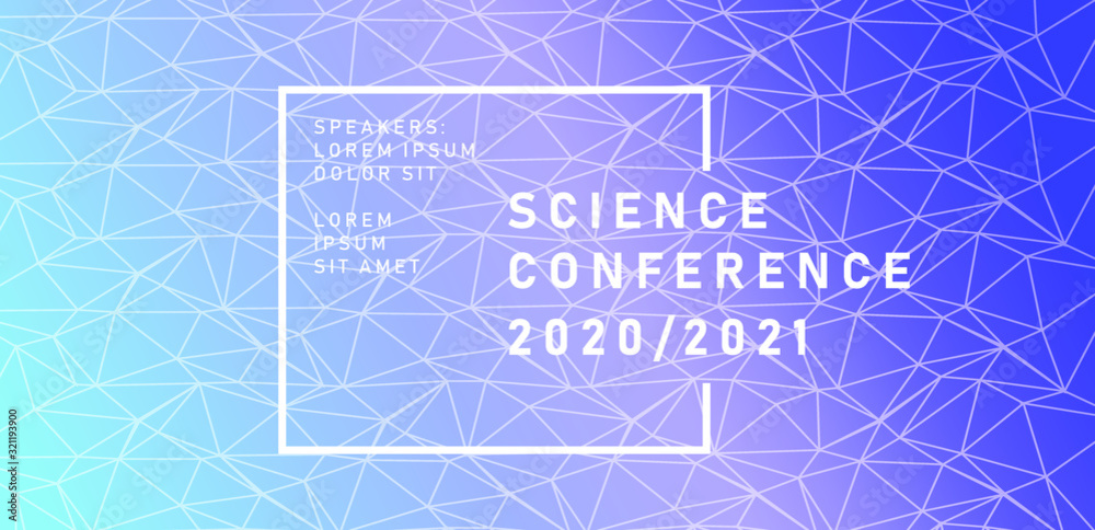 Aufkleber Abstract geometric blue background with connected lines, low poly mesh. Poster template for Science and IT Technologies Business Conference.