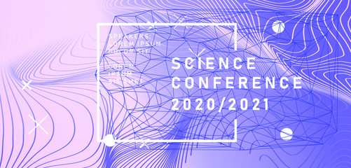 Obraz premium Abstract geometric blue background with connected lines, low poly mesh. Poster template for Science and IT Technologies Business Conference.