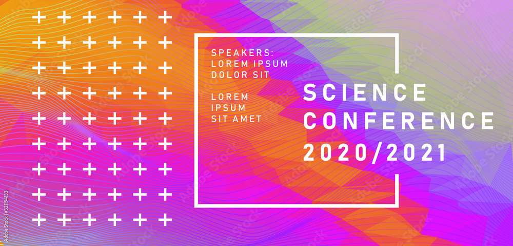 Aufkleber Abstract background with colorful polygonal mesh. Poster template for Science and IT Technologies Business Conference.