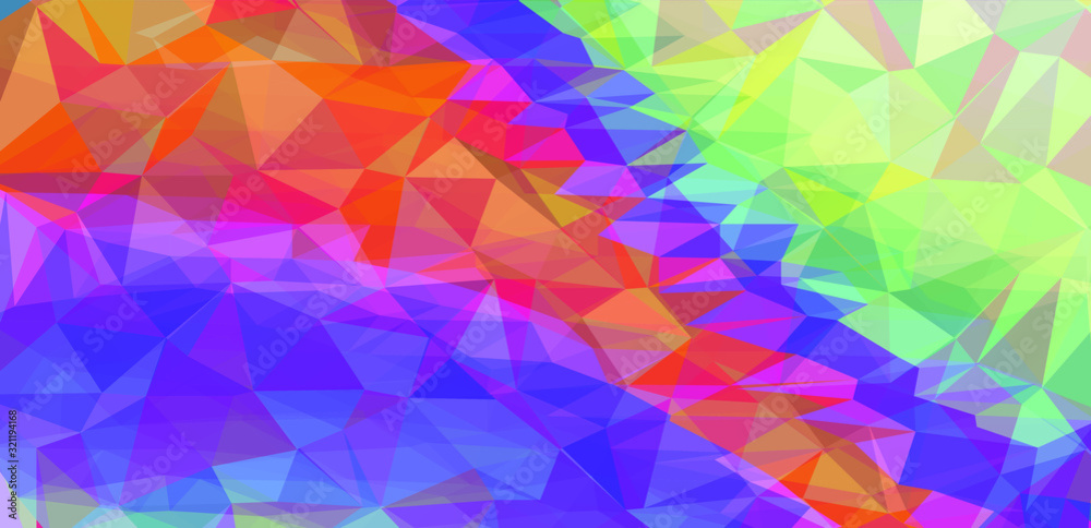 Poster holographic foil texture made in low poly technique. iridescent festive background.