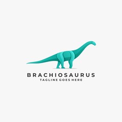 Vector Logo Illustration Brontosaurus Pose Gradient Colorful