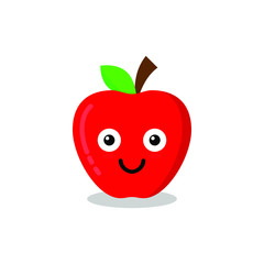 Happy smilling cute apple. Vector modern flat style cartoon character illustration icon design.Isolated on white background. Apple fruit healthy food, good nutrition,vegetarian concept