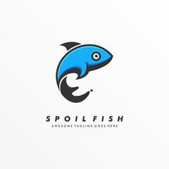 Vector Logo Illustration Spoiled Fish Line Art Style