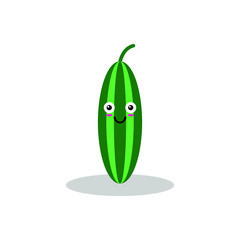 Happy smilling cute cucumber. Vector modern flat style cartoon character illustration icon design.Isolated on white background. Cucumber fruit healthy food,vegetarian concept