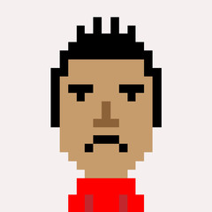 Red shirt man bored emoticon pixel art character