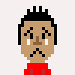 Red shirt man cry emoticon pixel-art character