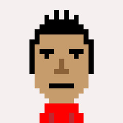 Red shirt man still emoticon pixel art character