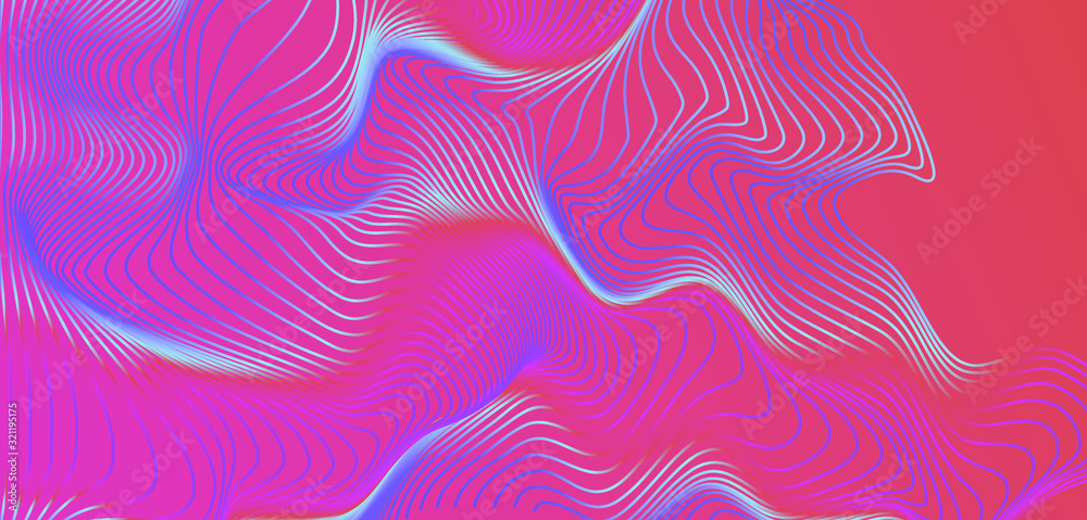 Poster Abstract surface with flowing elegant lines. Technology connection, digital information and big data concept.