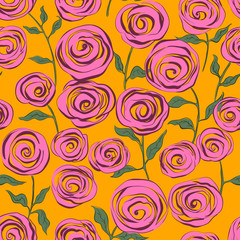 Roses, bouquet of roses. Seamless background. Vector.