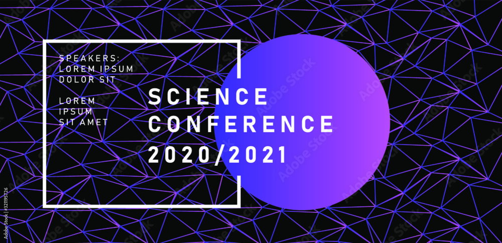 Aufkleber Abstract geometric background with connected lines, low poly mesh. Poster template for Science and IT Technologies Business Conference.