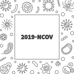Vector 2019-NCoV concept frame or illustration in thin line style