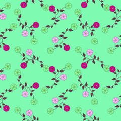 seamless pattern with flowers and butterflies