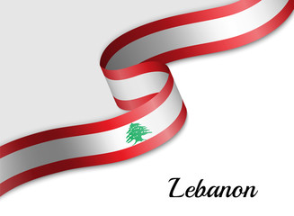 waving ribbon flag Lebanon