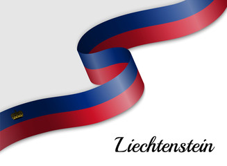 waving ribbon flag Liechtenstein