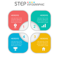 Geometric shape infographic elements with steps,options,processes or workflow.Business data visualization.Creative 4 pieces infographic template for presentation,vector illustration.