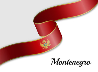waving ribbon flag Montenegro