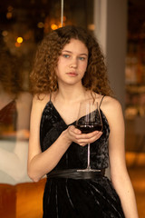Fototapeta na wymiar girl with wine