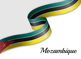 waving ribbon flag Mozambique