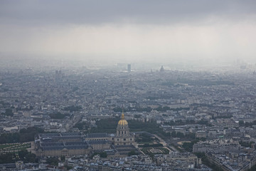 Fototapeta na wymiar Panorama of Paris from the Eiffel Tower. Visible to the house of the Disabled.