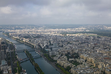 Obraz premium View from the Eiffel Tower on the river Seine and the city of Paris.