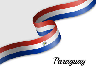 waving ribbon flag Paraguay