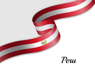 waving ribbon flag Peru