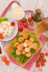 Fried Mozzarella cheese balls.