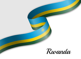 waving ribbon flag Rwanda