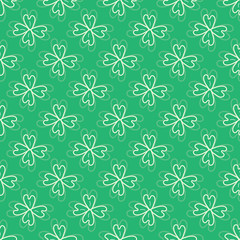 Fototapeta na wymiar Four -leaf clover seamless vector pattern background.
