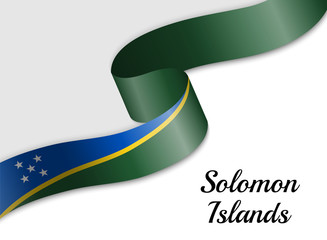 waving ribbon flag Solomon Islands